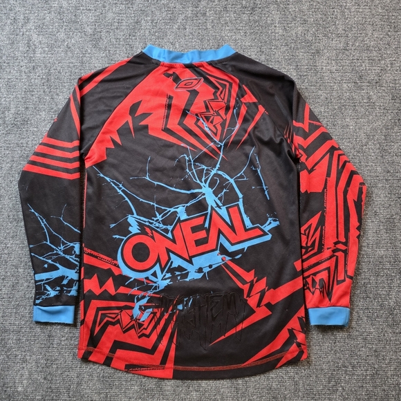 O'NEAL Mayhem Kids Youth Motocross Jersey L Red Black Blue Y2K Moto - Picture 3 of 11